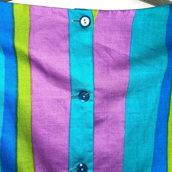 Alex Colman California Top Womens Size 12 Vintage Cotton Button Back Blue Green - Picture 9 of 13